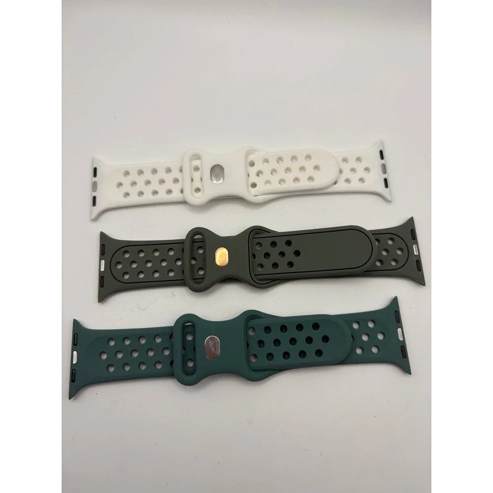 Apple Watch Sport Band 3-Pack - White, Olive & Pine Green Nike Style